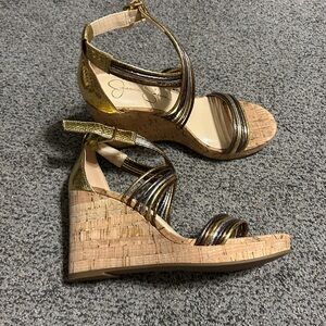 Jessica Simpson Elyzara multi metallic cork sandals. NWOT